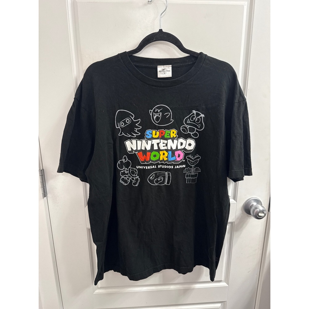 Universal Studios Japan Super Nintendo World Graphic T-Shirt Mens XL Black Mario